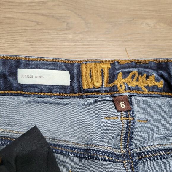 KUT From The Kloth Jeans Women 6 Blue Lucille Skinny Denim Stretch Distressed - Picture 4 of 9